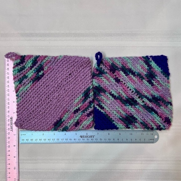 Hand Crafted Crochet Hot Pad Pot Holders Set of 3 NEW - Picture 5 of 6